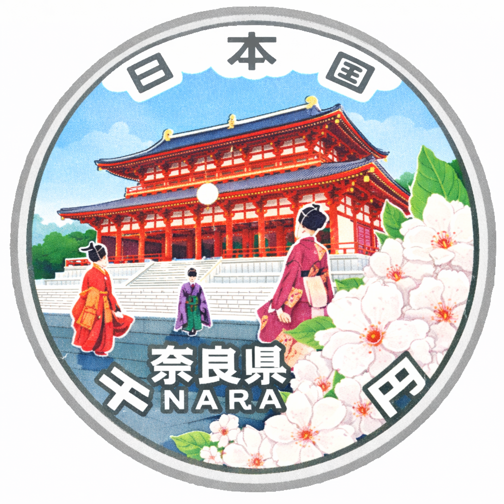 地方自治60周年記念千円銀貨（奈良県） 裏面