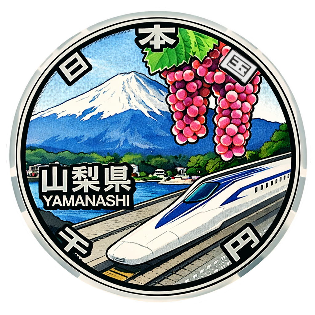 地方自治60周年記念千円銀貨（山梨県） 裏面