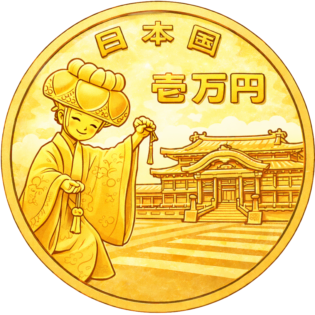沖縄復帰50周年記念1万円金貨 裏面