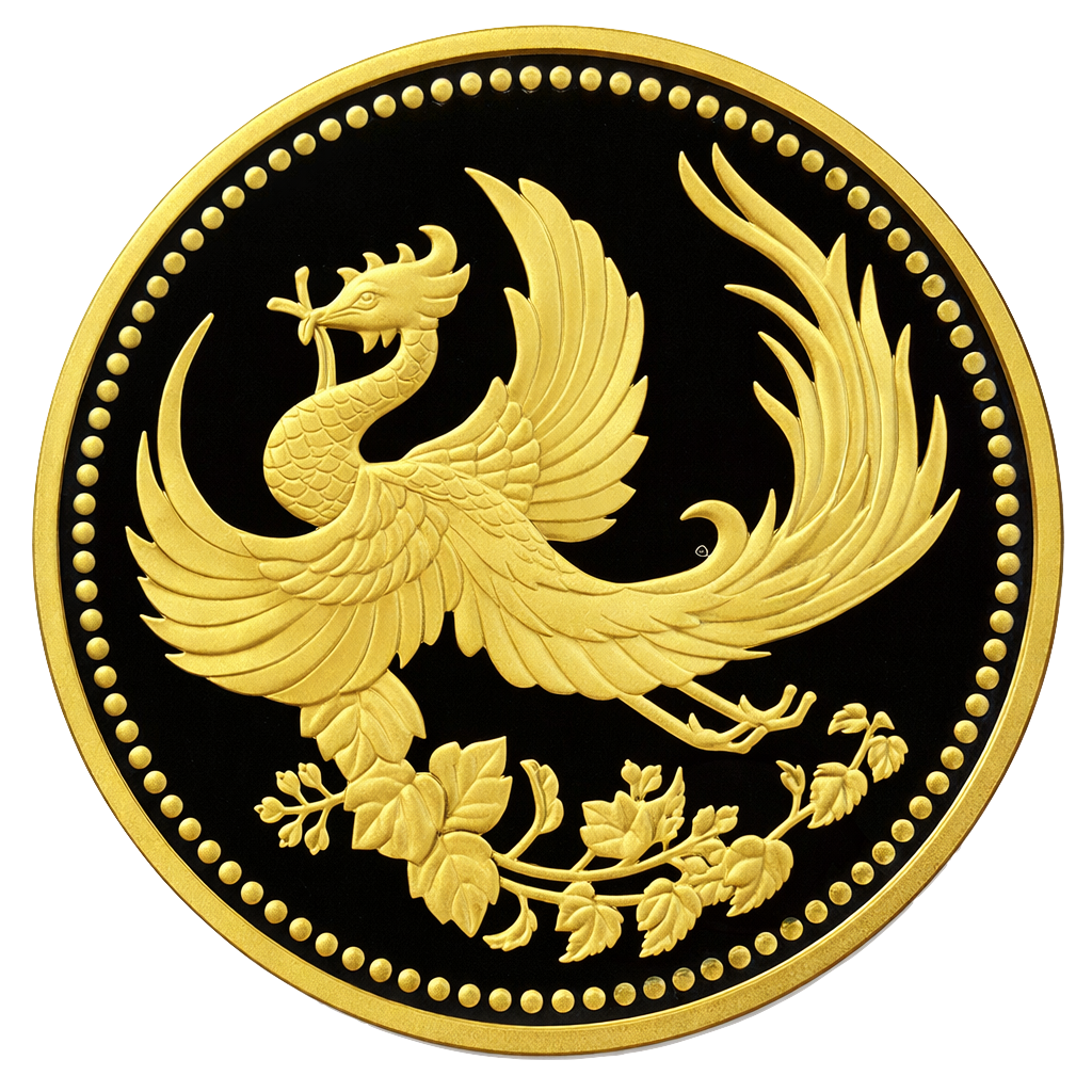 天皇陛下御即位10年記念1万円金貨 裏面