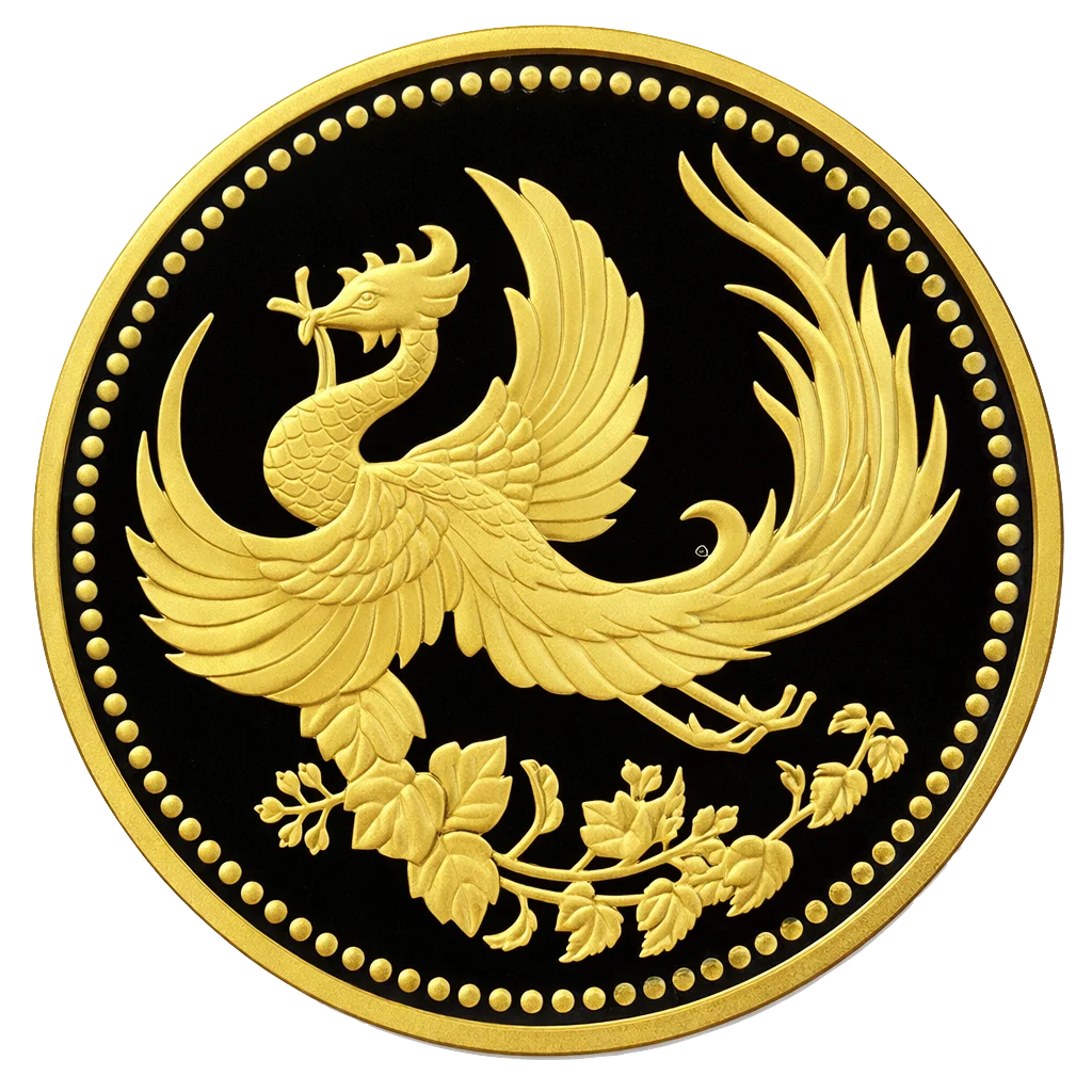 天皇陛下御即位10年記念1万円金貨 裏面